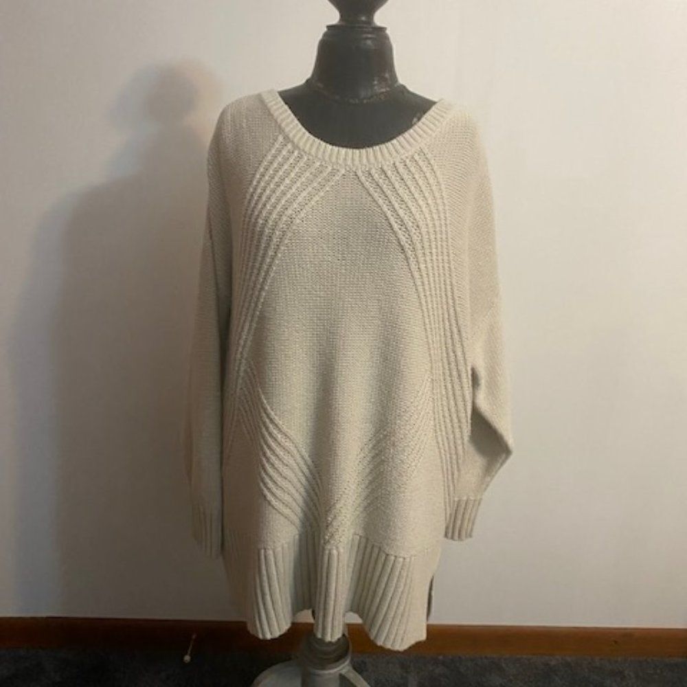 a.n.a. Cream Knit crew neck sweater, size 3X